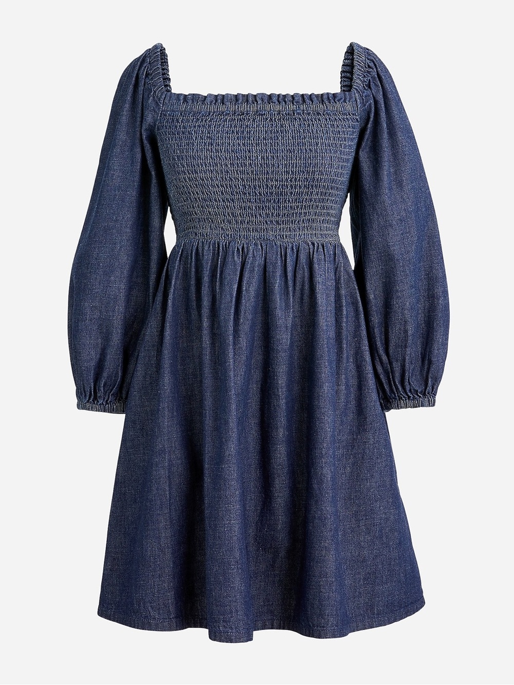 J. Crew Dark Navy Chambray Puff Sleeves Dress